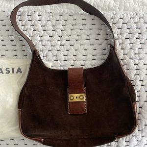 Francesco Biasia suede and leather shoulder bag